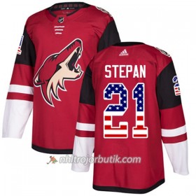Män Ishockey Arizona Coyotes Tröja Derek Stepan 21 Adidas 2017-2018 Röd USA Flag Fashion Authentic